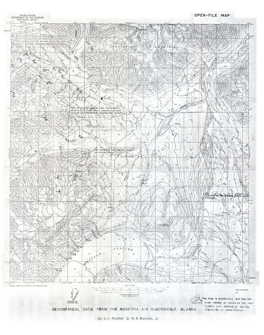 Map : Geochemical data from the Nabesna A-3 quadrangle, Alaska, 1969 Cartography Wall Art :