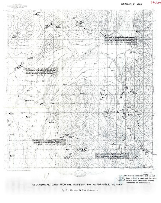 Map : Geochemical data from the Nabesna B-4 quadrangle, Alaska, 1969 Cartography Wall Art :