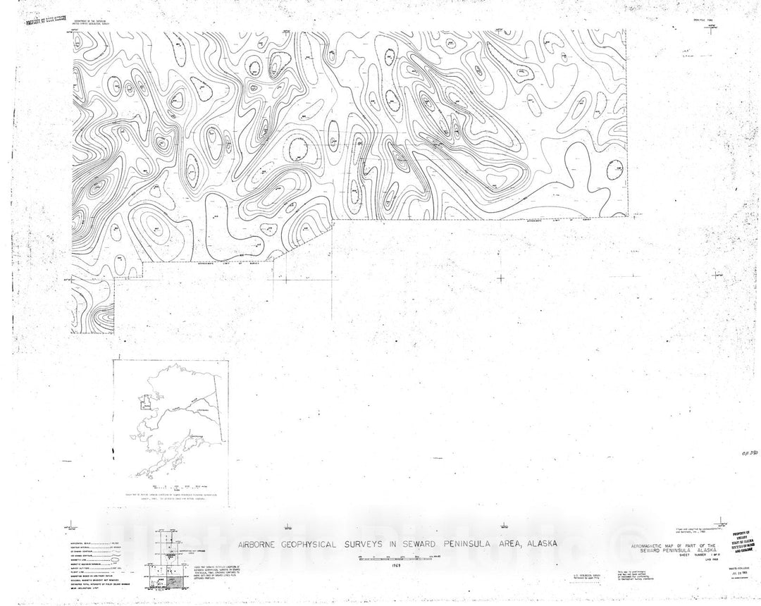 Map : Airborne geophysical surveys in Seward Peninsula area, Alaska, 1969 Cartography Wall Art :