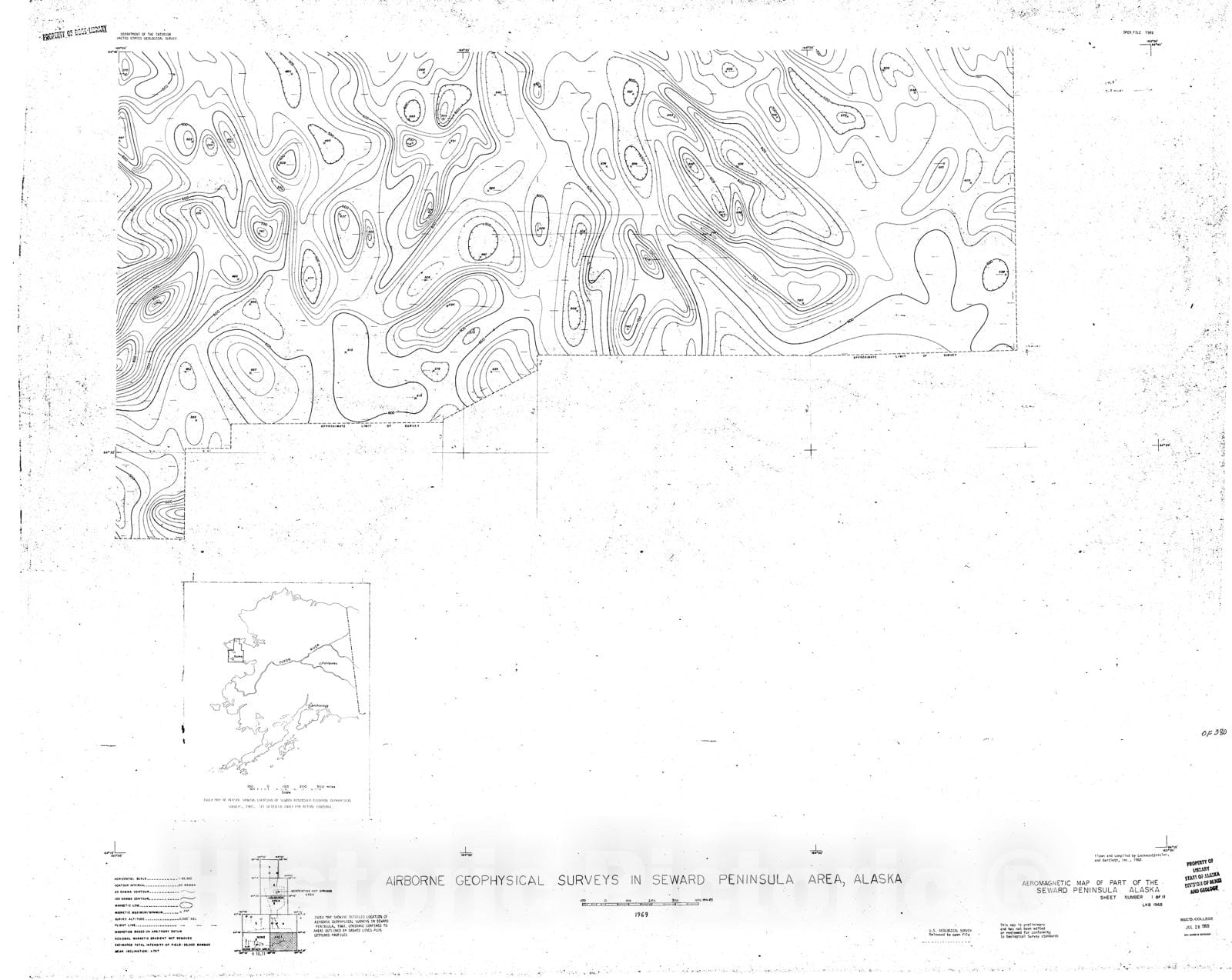 Map : Airborne geophysical surveys in Seward Peninsula area, Alaska, 1969 Cartography Wall Art :