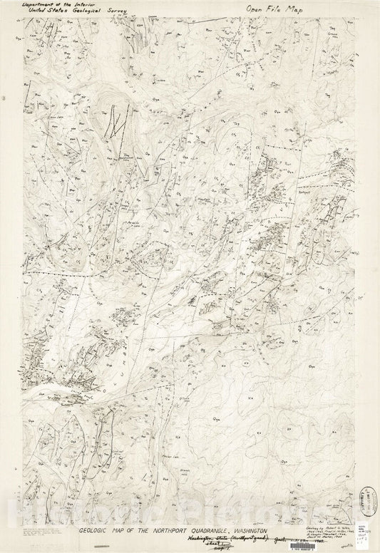 Map : Geologic map of the North Port quadrangle, Washington, 1969 Cartography Wall Art :