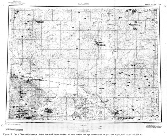 Map : Geochemical analyses of stream-sediment and rock samples, Tanacross quadrangle, Alaska, 1969 Cartography Wall Art :
