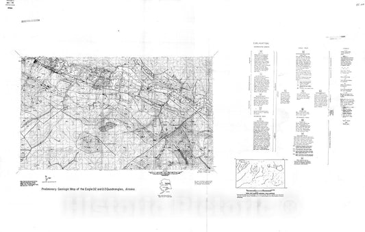 Map : Preliminary geologic map of the Eagle D-2 and D-3 quadrangles, Alaska, 1969 Cartography Wall Art :