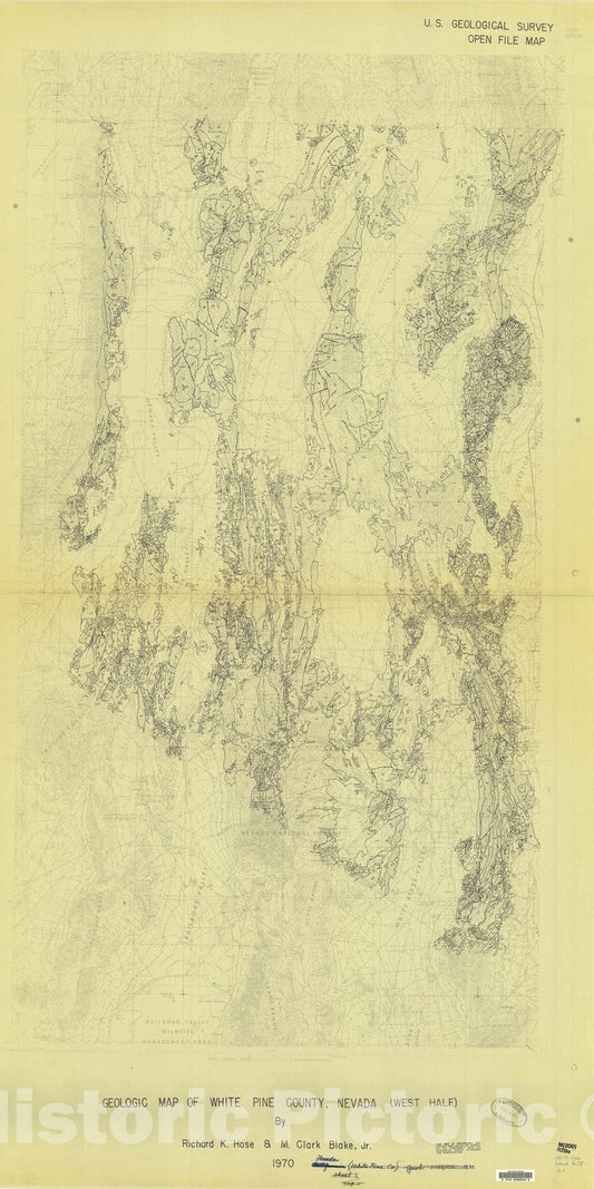 Map : Geologic map of White Pine County, Nevada, 1970 Cartography Wall Art :