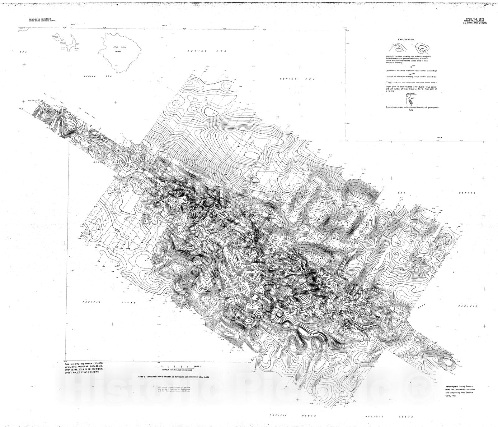 Map : Interpretation of an aeromagnetic survey of the Amchitka Island area, Alaska, 1970 Cartography Wall Art :