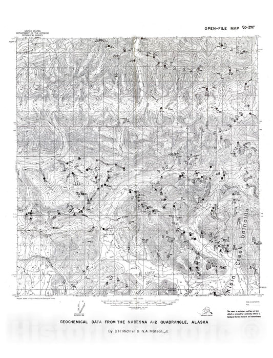 Map : Geochemical data from the Nabesna A-2 quadrangle, Alaska, 1970 Cartography Wall Art :