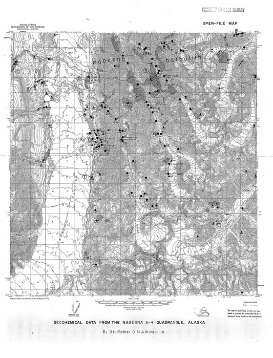 Map : Geochemical data from the Nabesna A-4 quadrangle, Alaska, 1970 Cartography Wall Art :
