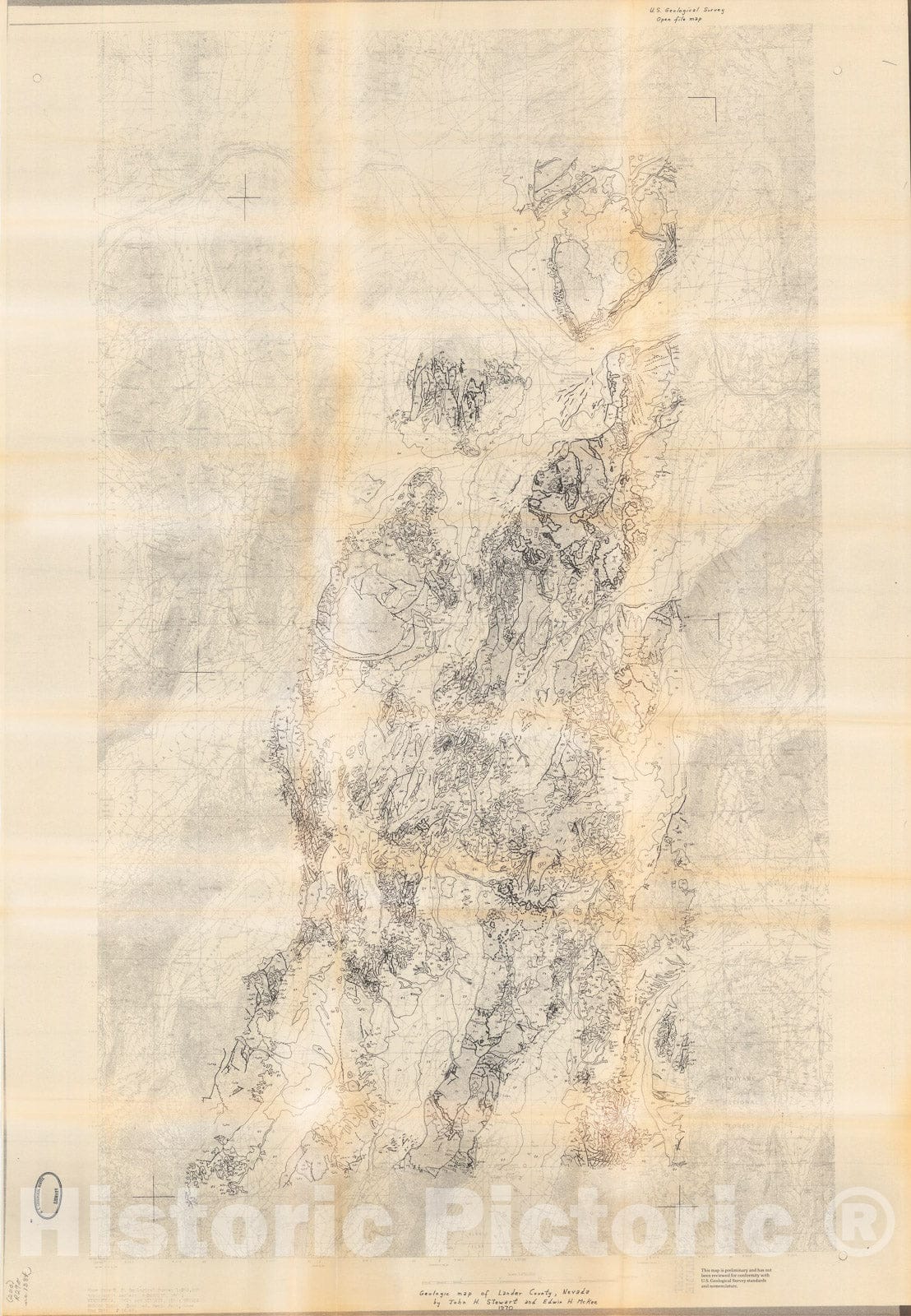 Map : Geologic map of Lander County, Nevada, 1970 Cartography Wall Art :