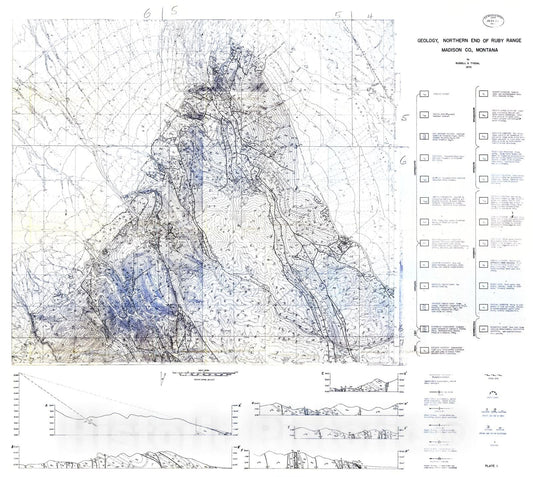 Map : Geology of the north end of the Ruby Range, southwestern Montana, 1970 Cartography Wall Art :