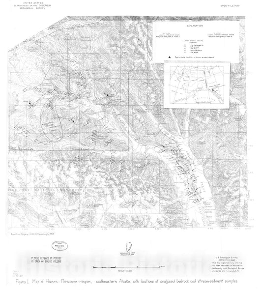 Map : Analyses of bedrock and stream-sediment samples from the Haines-Porcupine Region, southeastern Alaska, 1970 Cartography Wall Art :