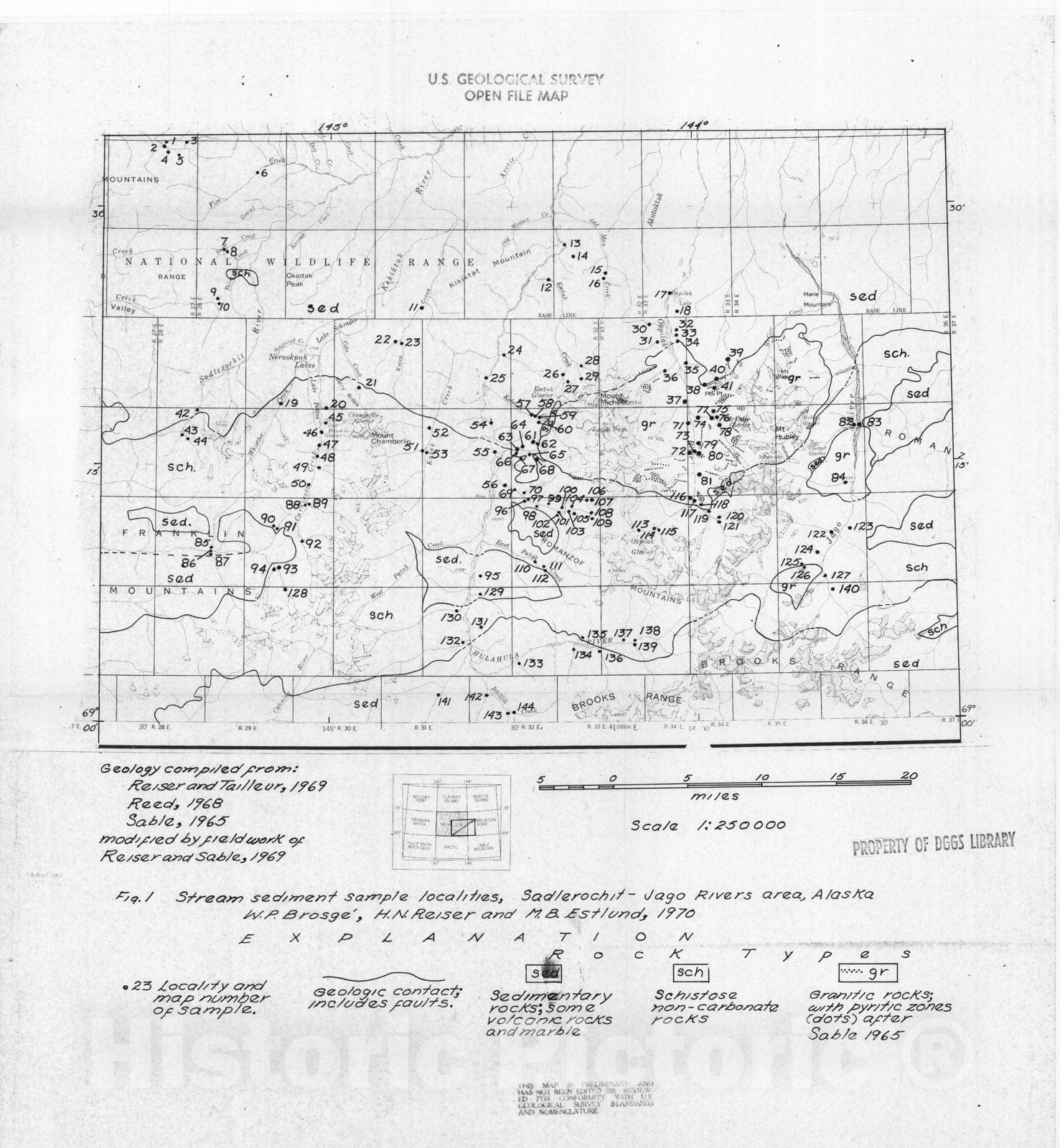 Map : Chemical analyses of stream sediment samples from the Sadlerochit-Jago Rivers area, Mt. Michelson and Demarcation Point quadrangles, Alaska, 1970 Cartography Wall Art :