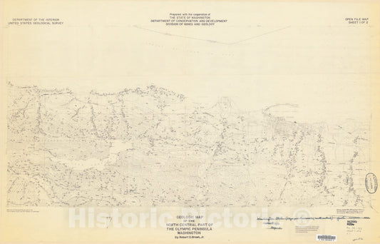 Map : Geologic map of the north central part of the Olympic Peninsula, Washington, 1970 Cartography Wall Art :