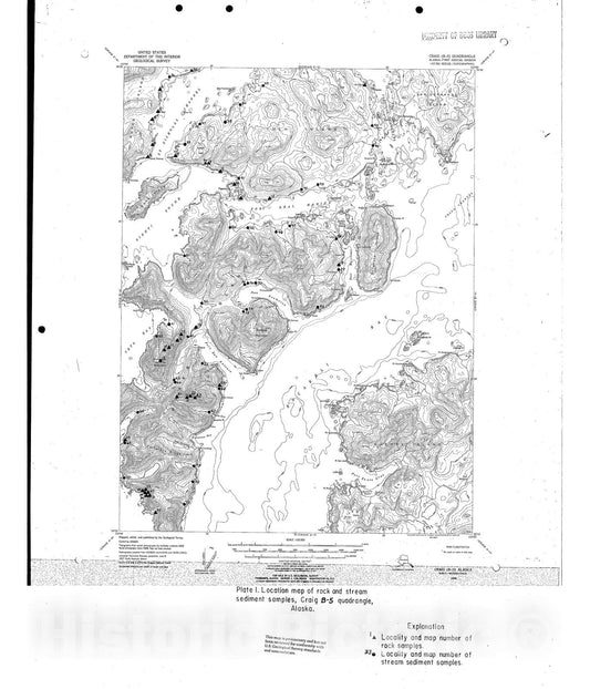 Map : Analyses of rock and stream-sediment samples from the Craig B-5 quadrangle, Alaska, 1970 Cartography Wall Art :