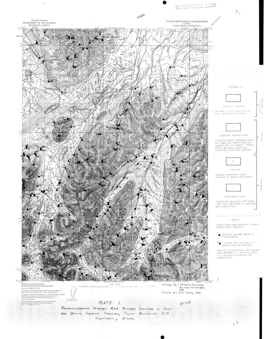 Map : Analyses of rock and stream-sediment samples from the Taylor Mountains C-8 quadrangle, Alaska, 1970 Cartography Wall Art :