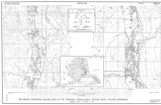 Map : Preliminary engineering geologic maps of the proposed trans-Alaska pipeline route, Gulkana quadrangle, 1971 Cartography Wall Art :