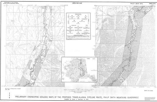 Map : Preliminary engineering geologic maps of the proposed trans-Alaska pipeline route, Philip Smith Mountains quadrangle, 1971 Cartography Wall Art :