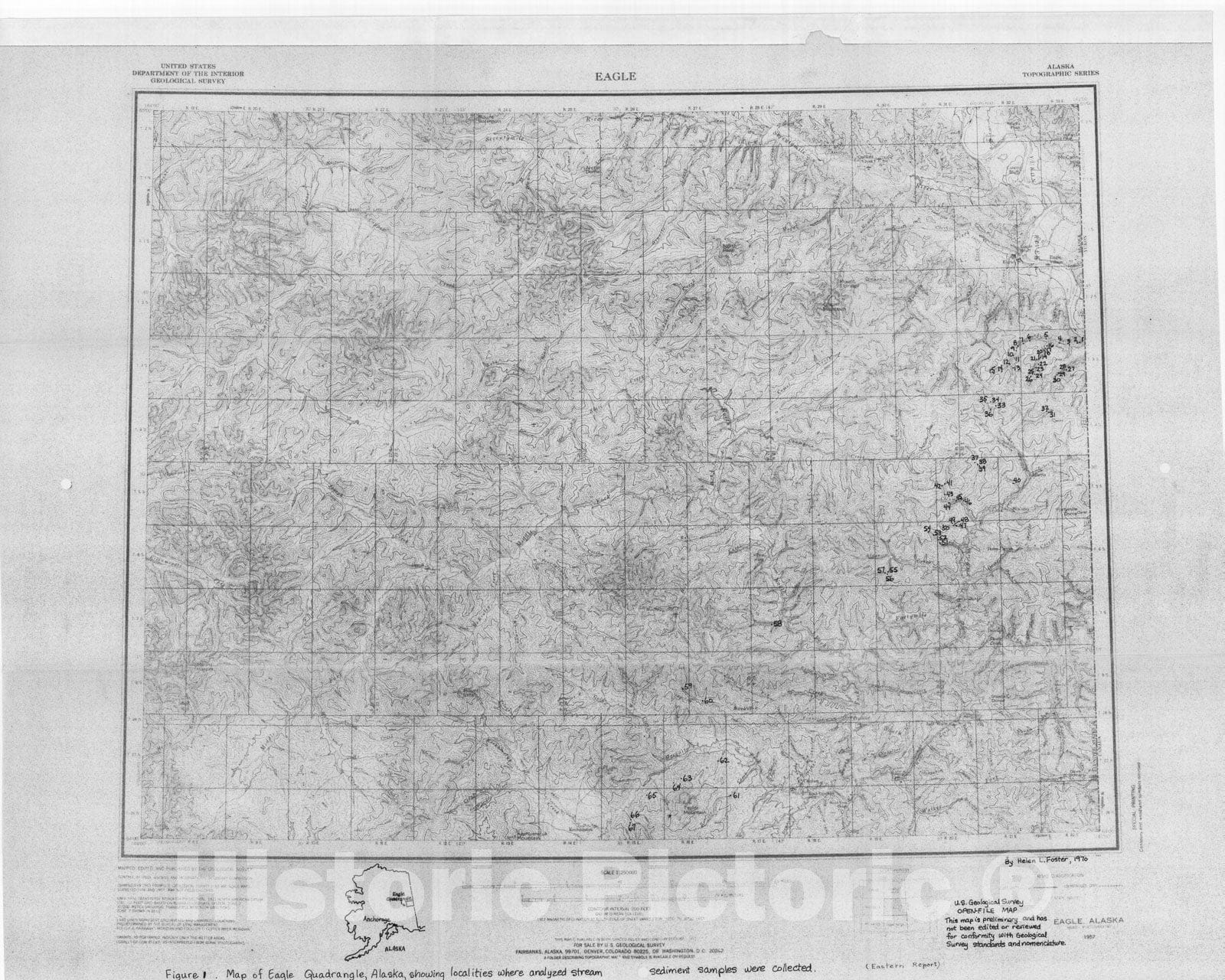 Map : Analyses of stream-sediment and rock samples from the eastern part of the Eagle quadrangle, east-central Alaska, 1971 Cartography Wall Art :