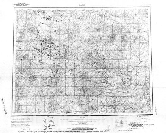 Map : Analyses of stream-sediment and rock samples from the northwestern part of the Eagle quadrangle, east-central Alaska, 1971 Cartography Wall Art :