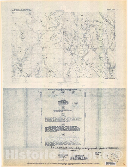 Map : Geologic reconnaissance map of the Chris Mountain and Pagosa Springs quadrangles, Archuleta County, Colorado, 1971 Cartography Wall Art :