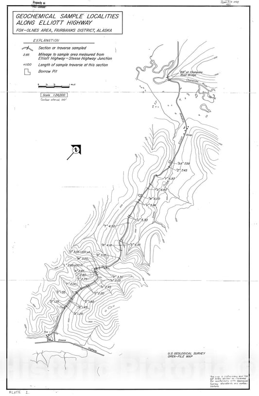 Map : Investigation of gold mineralization along part of the Elliott highway, Fairbanks district, Alaska, 1971 Cartography Wall Art :