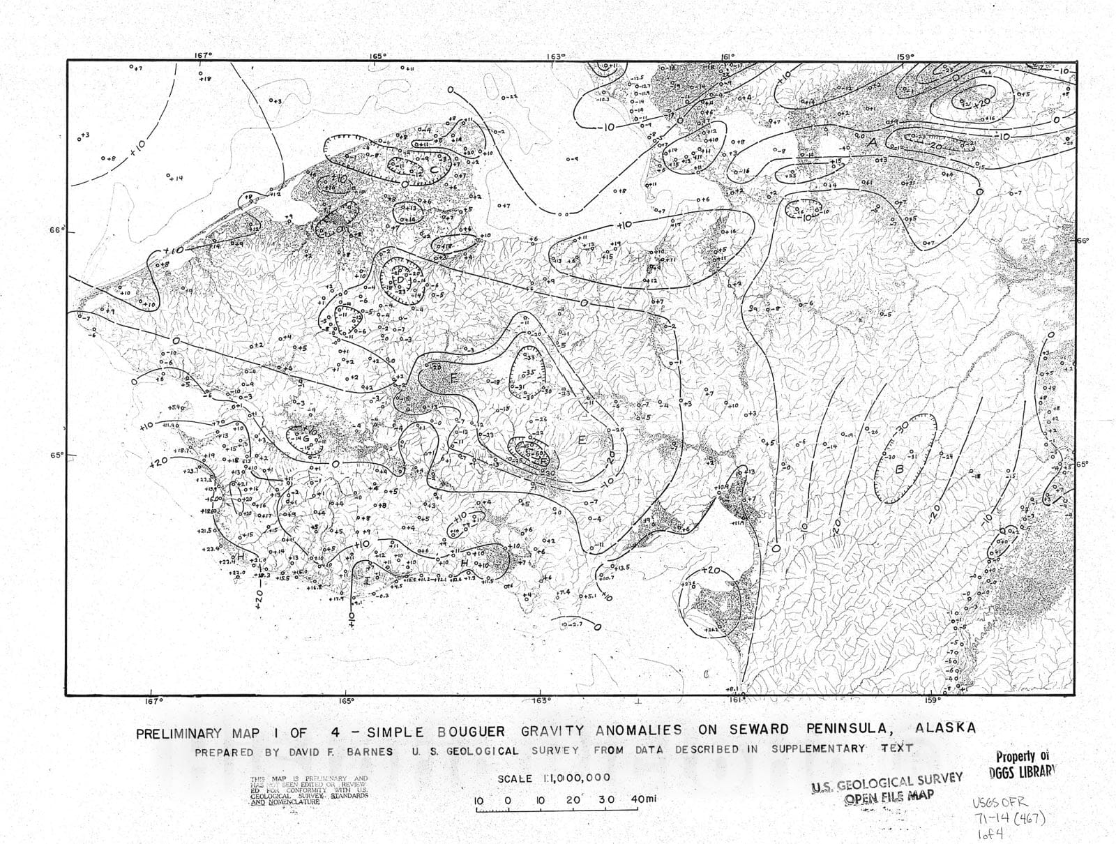 Map : Preliminary Bouguer anomaly and specific gravity maps of Seward Peninsula and Yukon Flats, Alaska, 1971 Cartography Wall Art :