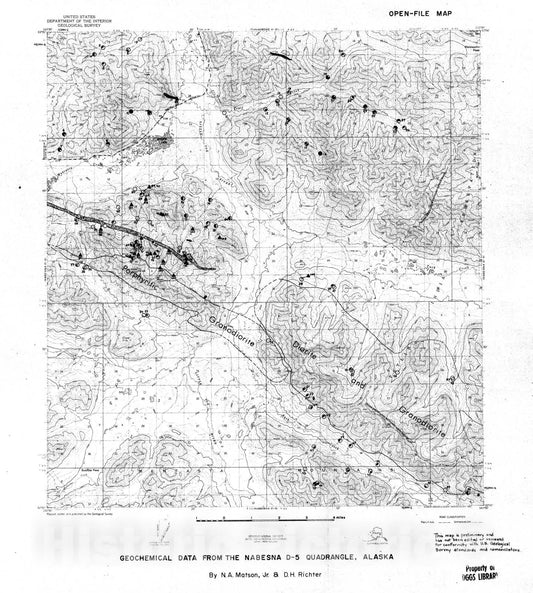 Map : Geochemical data from the Nabesna D-5 quadrangle, Alaska, 1971 Cartography Wall Art :