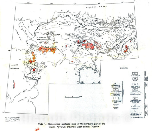 Map : Petrology of the plutonic rocks of west-central Alaska, 1970 Cartography Wall Art :