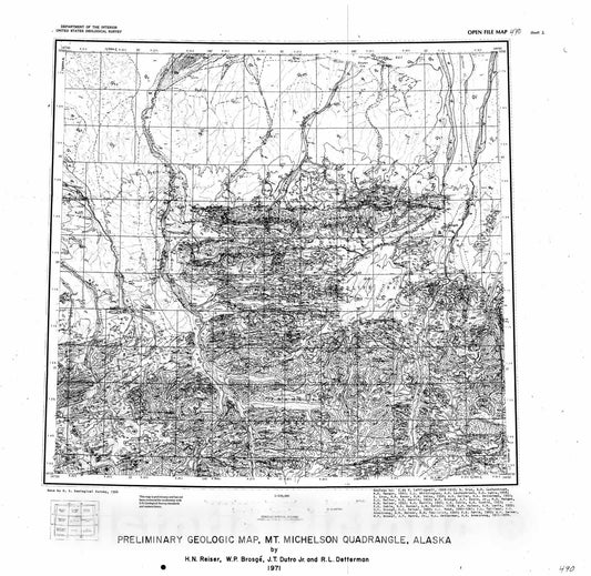 Map : Preliminary geologic map, Mt. Michelson quadrangle, Alaska, 1971 Cartography Wall Art :