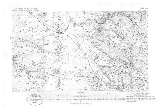 Map : Preliminary geologic map of the Bergen Park area, Jefferson and Clear Creek Counties, Colorado, 1971 Cartography Wall Art :