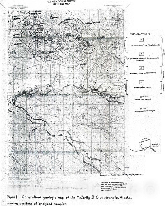 Map : Geochemical reconnaissance of the McCarthy B-6 quadrangle, Alaska, 1971 Cartography Wall Art :