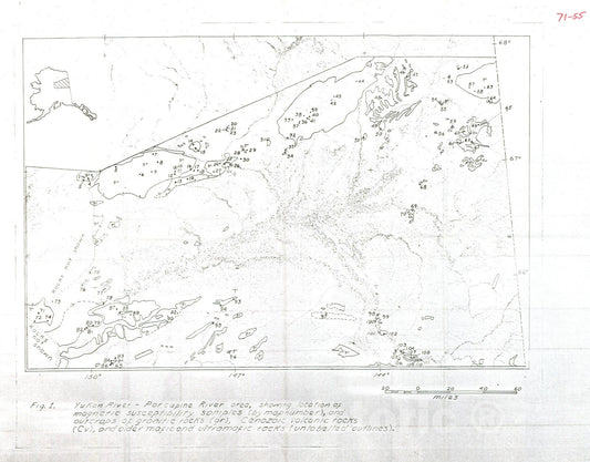 Map : Magnetic susceptibilities of crystalline rock samples, Yukon River - Porcupine River area, east-central Alaska, 1971 Cartography Wall Art :