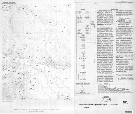 Map : Geologic map of the Rapid City NW quadrangle, Meade and Pennington Counties, South Dakota, 1972 Cartography Wall Art :