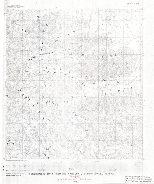 Map : Geochemical data from the Nabesna B-3 quadrangle, Alaska, 1972 Cartography Wall Art :