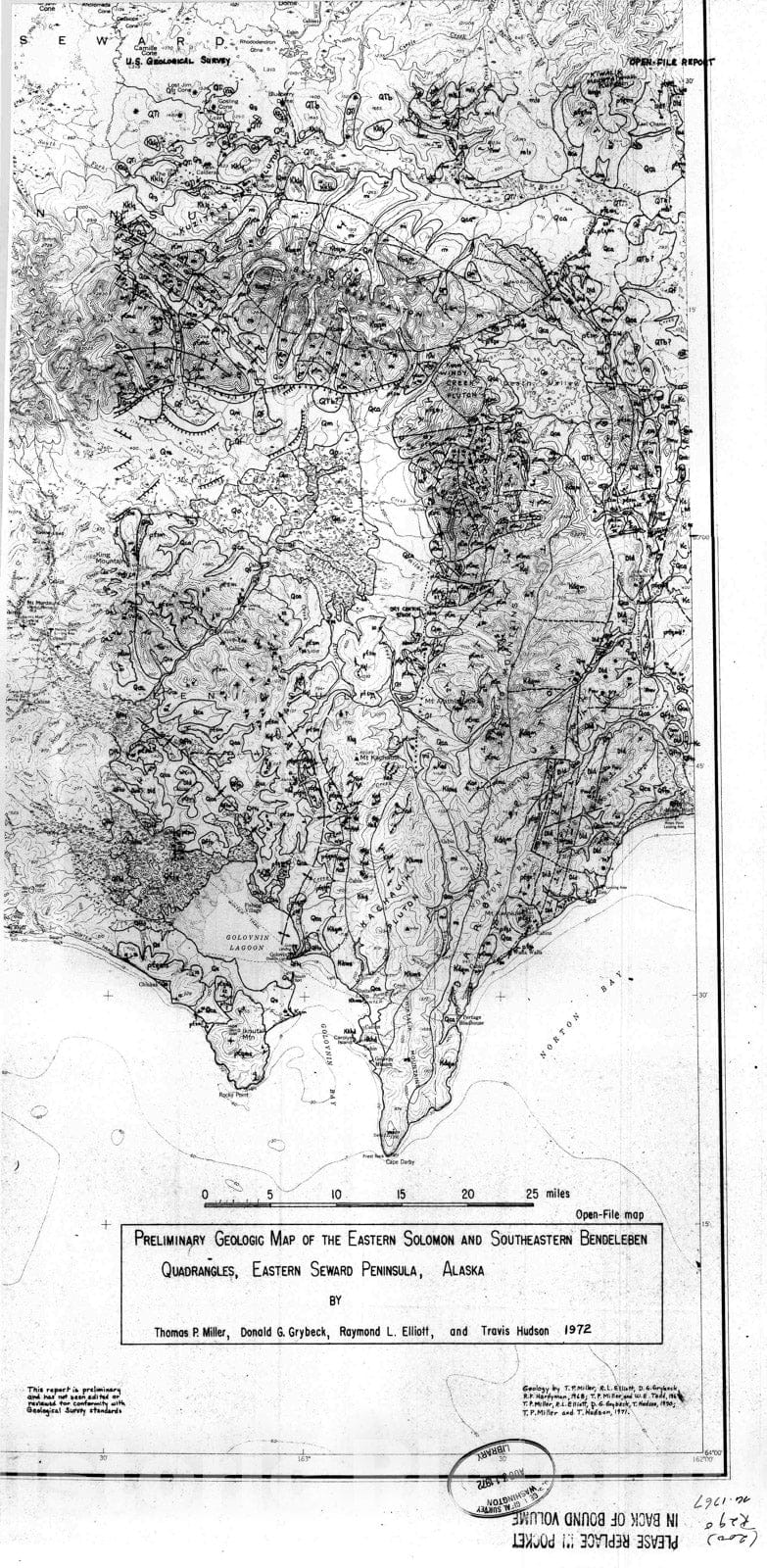 Map : Preliminary geologic map of the eastern Solomon and southeastern Bendeleben quadrangles, eastern Seward Peninsula, Alaska, 1972 Cartography Wall Art :