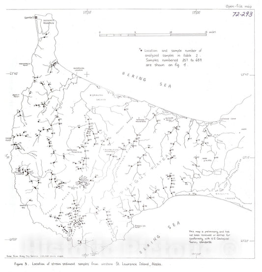 Map : Analyses of stream-sediment and rock samples from St. Lawrence Island, Alaska, 1972 Cartography Wall Art :