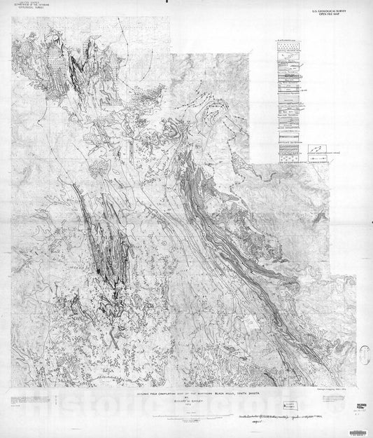 Map : Geologic field compilation map of the northern Black Hills, South Dakota, 1972 Cartography Wall Art :