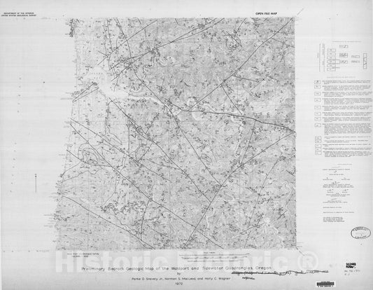 Map : Preliminary bedrock geologic map of the Waldport and Tidewater quadrangles, Oregon, 1972 Cartography Wall Art :