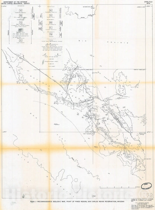 Map : Geological and geophysical investigations of an Apollo nine photo near Point of Pines, Arizona, 1nine72 Cartography Wall Art :