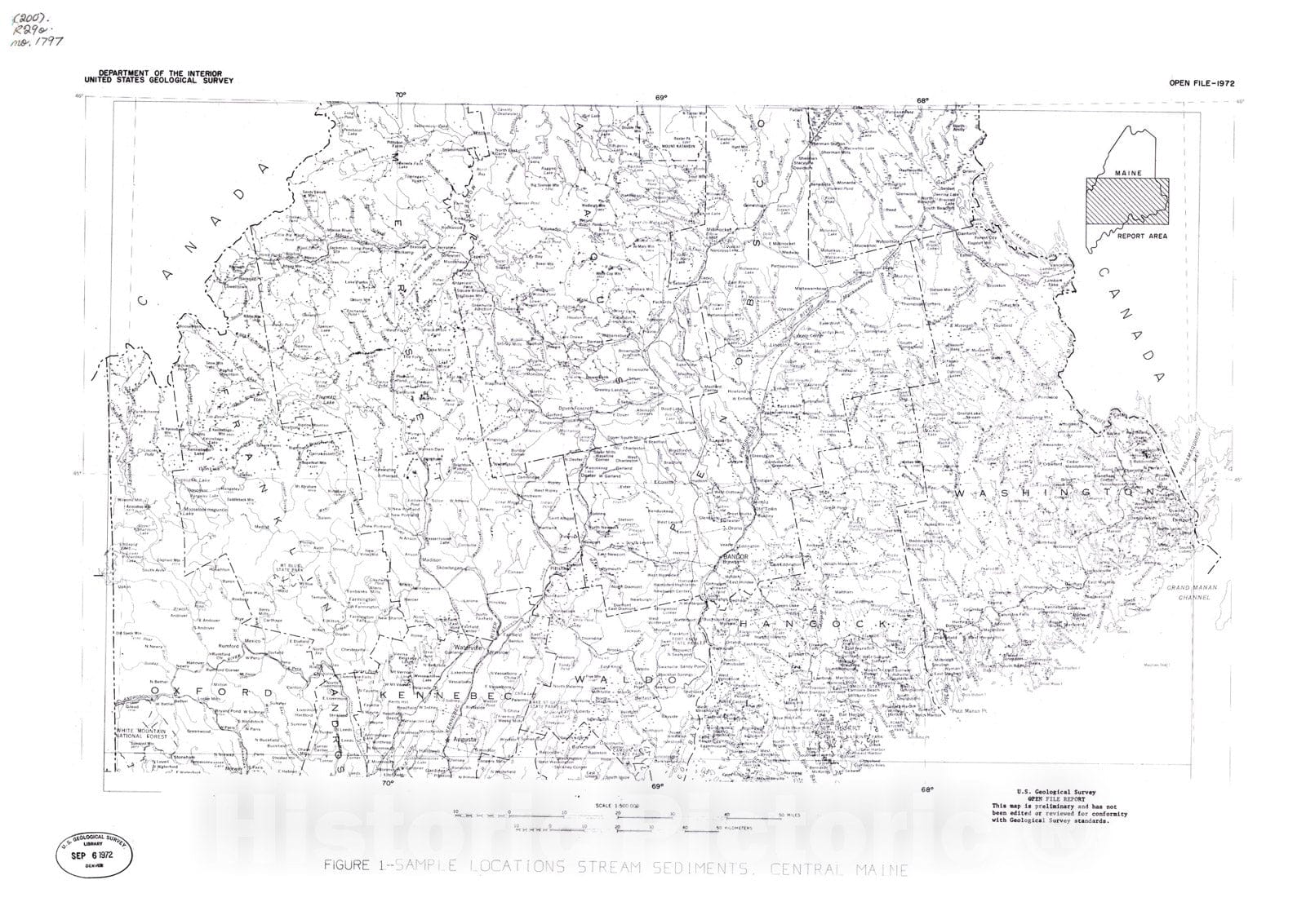 Map : The distribution of selected elements in stream sediments, central Maine, 1972 Cartography Wall Art :