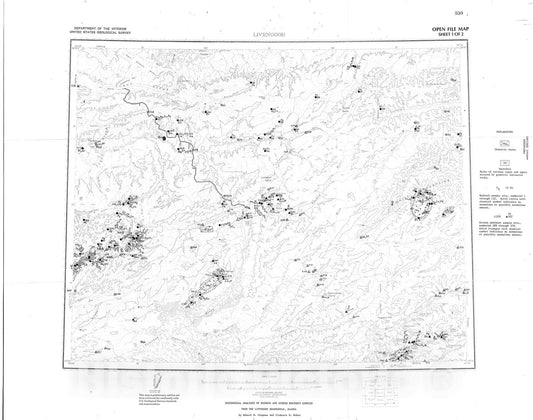 Map : Geochemical analyses of bedrock and stream sediment samples from the Livengood quadrangle, Alaska, 1972 Cartography Wall Art :