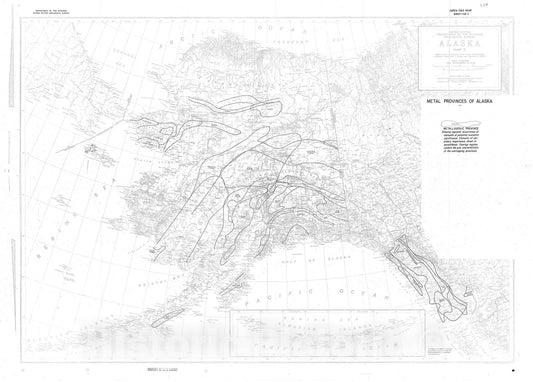 Map : Metal provinces of Alaska, 1972 Cartography Wall Art :