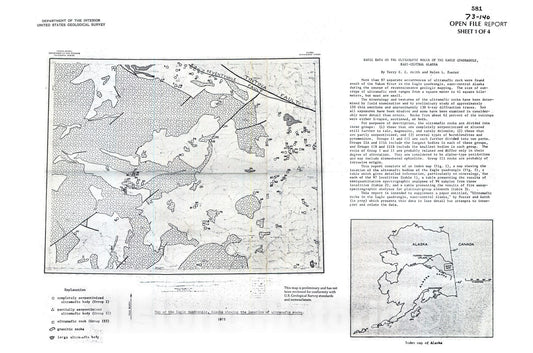 Map : Basic data on the ultramafic rocks of the Eagle quadrangle, east-central, Alaska, 1973 Cartography Wall Art :