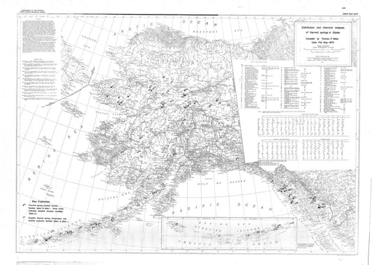 Map : Distribution and chemical analyses of thermal springs in Alaska, 1973 Cartography Wall Art :