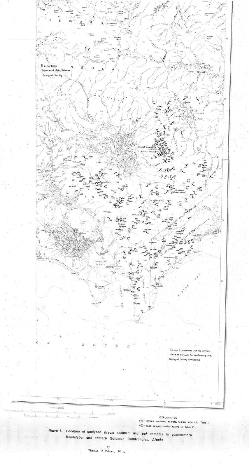 Map : Geochemical survey of the eastern Solomon and southeastern Bendeleben quadrangles, Seward Peninsula, Alaska, 1973 Cartography Wall Art :