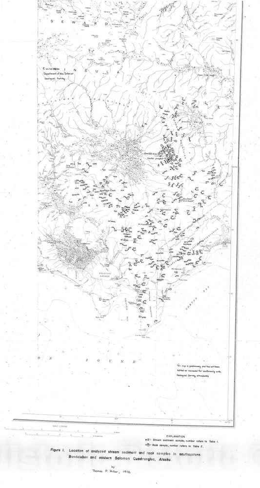 Map : Geochemical survey of the eastern Solomon and southeastern Bendeleben quadrangles, Seward Peninsula, Alaska, 1973 Cartography Wall Art :