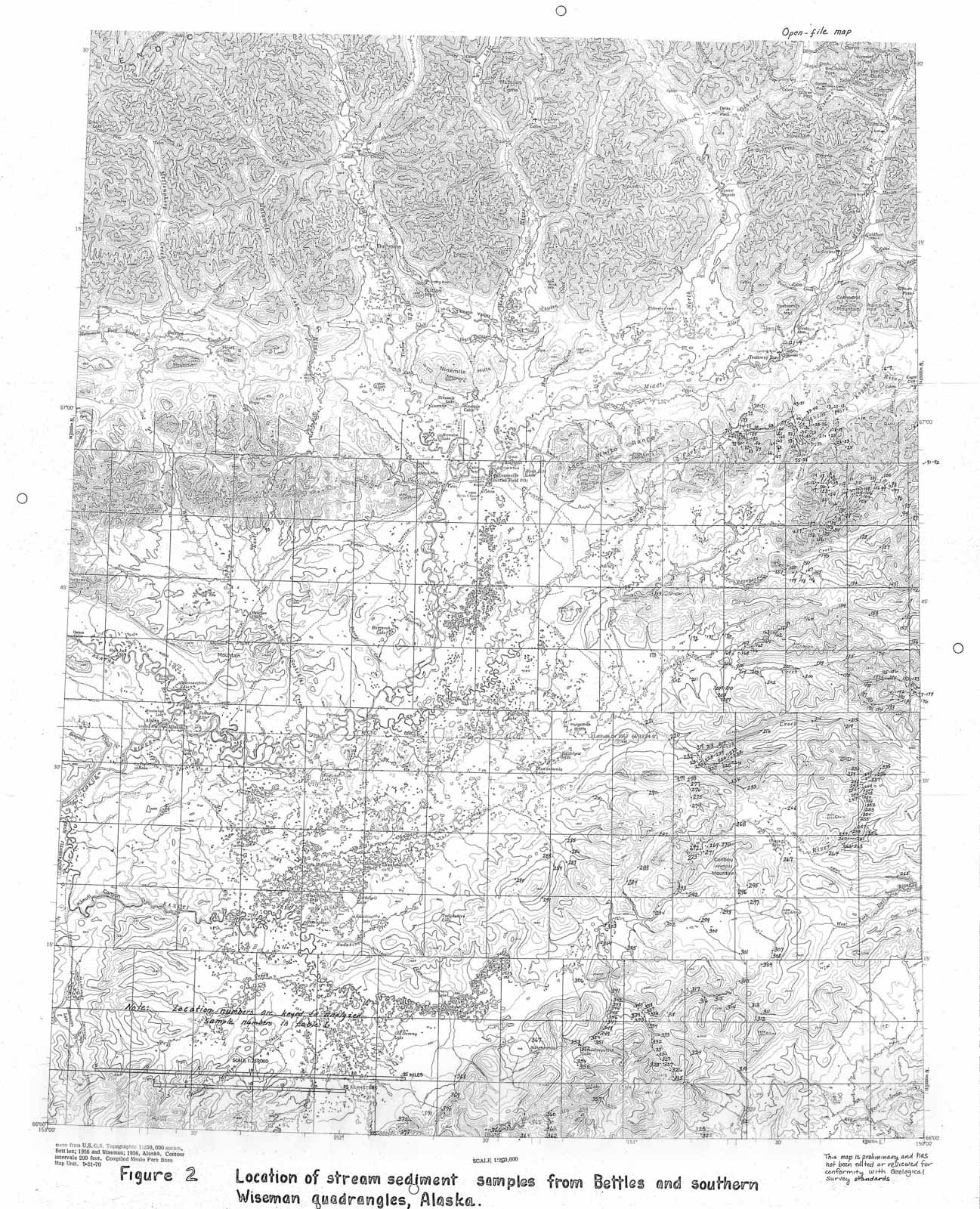 Map : Analyses of stream-sediment samples from the Bettles and the southern part of Wiseman quadrangles, Alaska, 1973 Cartography Wall Art :