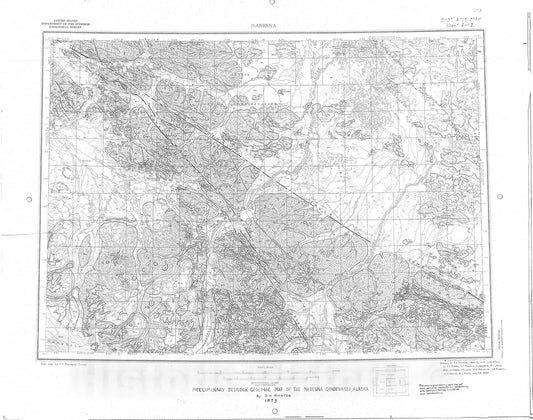Map : Preliminary bedrock geologic map of the Nabesna quadrangle, Alaska, 1973 Cartography Wall Art :