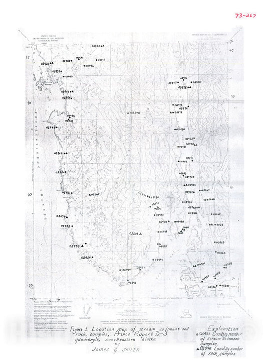 Map : Analyses of rock and stream-sediment samples from the Prince Rupert D-3 quadrangle, southeastern Alaska, 1973 Cartography Wall Art :
