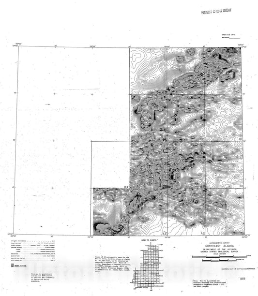 Map : Aeromagnetic survey, eastern part of Bettles quadrangle, northeast Alaska, 1973 Cartography Wall Art :