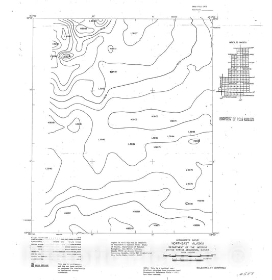 Map : Aeromagnetic survey, Melozitna A-1 quadrangle, northeast Alaska, 1973 Cartography Wall Art :